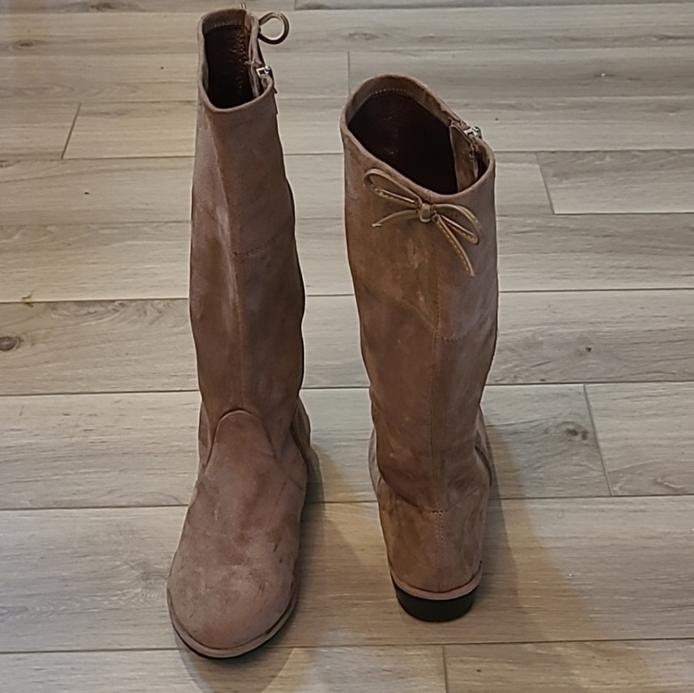 Girl's Stuart Weitzman Taupe Suede Heeled Boots Size 3 - Picture 10 of 16
